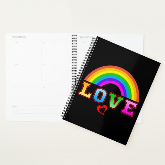 Liebe Farbenfroher Regenbogen Rotes Herz Planer (Anzeige)