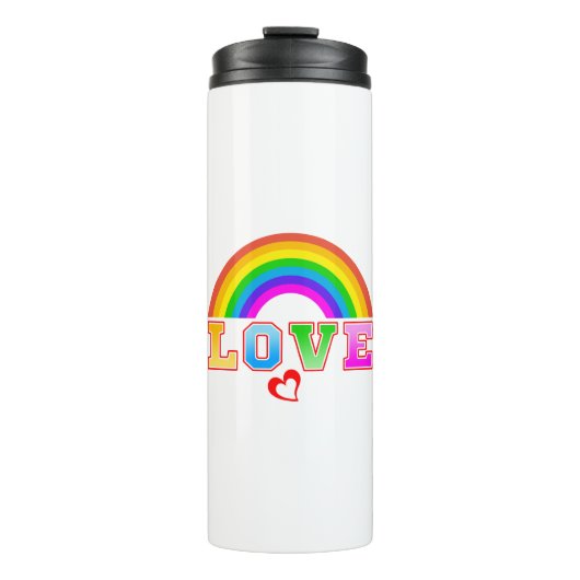 Liebe Farbenfroher Regenbogen Rotes Herz Thermosbecher (Vorderseite)