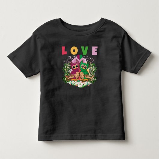 LIEBE FARBFARBENE, SEHR NIEDLICHE, ADORABLE OWLS KLEINKIND T-SHIRT (Vorderseite)