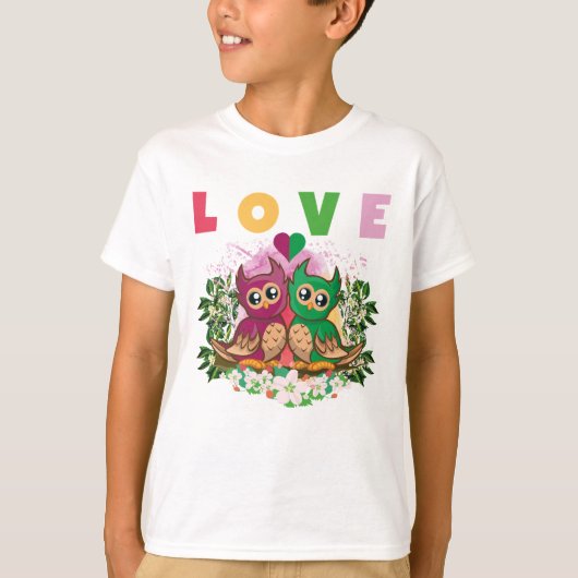 LIEBE FARBFARBENE, SEHR NIEDLICHE, ADORABLE OWLS T-Shirt (Vorderseite)