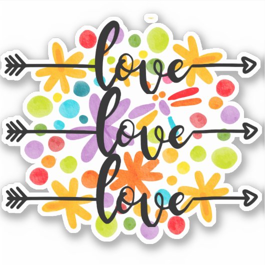 Liebe Farbige Blume Design Sticker (Vorderseite)