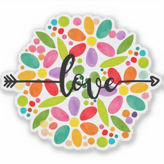 Liebe Farbige Blume Design Sticker (Vorderseite)
