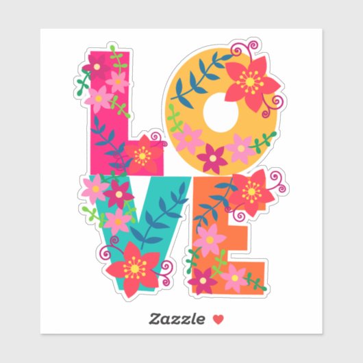 LIEBE, farbiges Design Aufkleber (Blatt)