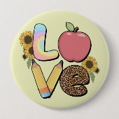 Liebe - Farbiges Lehrerdesign mit Apple & Stift Button (Vorderseite)