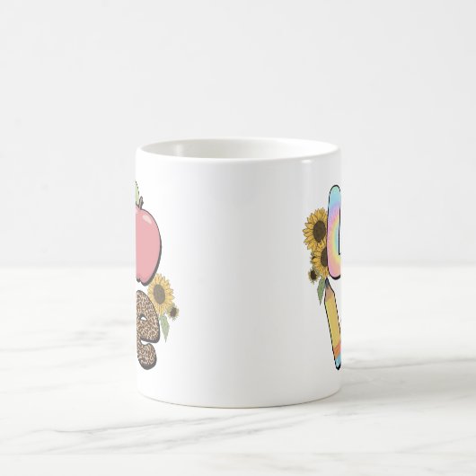 Liebe - Farbiges Lehrerdesign mit Apple & Stift Kaffeetasse (Mittel)