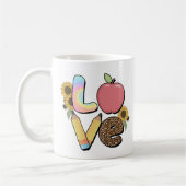 Liebe - Farbiges Lehrerdesign mit Apple & Stift Kaffeetasse (Links)