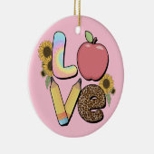 Liebe - Farbiges Lehrerdesign mit Apple & Stift Keramik Ornament (Rechts)