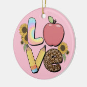 Liebe - Farbiges Lehrerdesign mit Apple & Stift Keramik Ornament (Links)