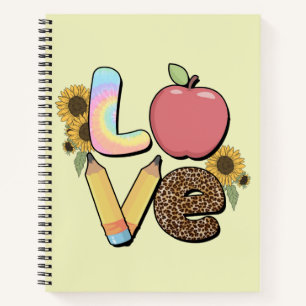 Liebe - Farbiges Lehrerdesign mit Apple & Stift Notizblock