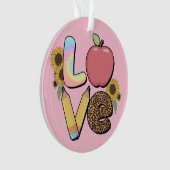 Liebe - Farbiges Lehrerdesign mit Apple & Stift Ornament (Vorderseite)