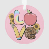 Liebe - Farbiges Lehrerdesign mit Apple & Stift Ornament (Rückseite)
