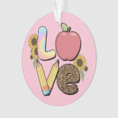 Liebe - Farbiges Lehrerdesign mit Apple & Stift Ornament (Vorderseite)