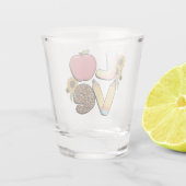 Liebe - Farbiges Lehrerdesign mit Apple & Stift Schnapsglas (Rückseite)