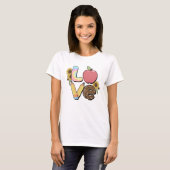 Liebe - Farbiges Lehrerdesign mit Apple & Stift T-Shirt (Vorne ganz)