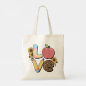 Liebe - Farbiges Lehrerdesign mit Apple & Stift Tragetasche (Rückseite)