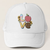 Liebe - Farbiges Lehrerdesign mit Apple & Stift Truckerkappe (Vorderseite)