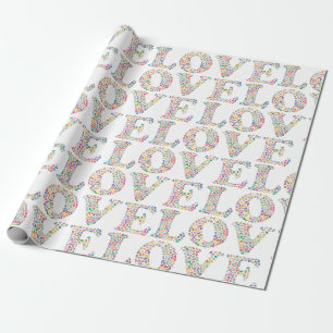 LIEBE - farbiges Verpackungspapier Geschenkpapier