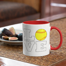 LIEBE Fastfeld Softball Sports Player oder Coach Zweifarbige Tasse