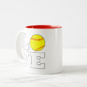 LIEBE Fastfeld Softball Sports Player oder Coach Zweifarbige Tasse (Vorderseite Links)