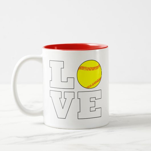 LIEBE Fastfeld Softball Sports Player oder Coach Zweifarbige Tasse (Links)