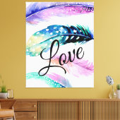 Liebe Feathers Leinwanddruck (Insitu (Wohnzimmer))