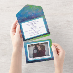 Liebe feiern Abstrakte impressionistische Aquarell All In One Einladung