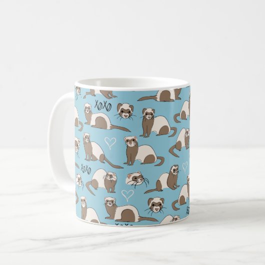 Liebe Ferrets - Blue Coffee Tasse (Vorderseite Links)