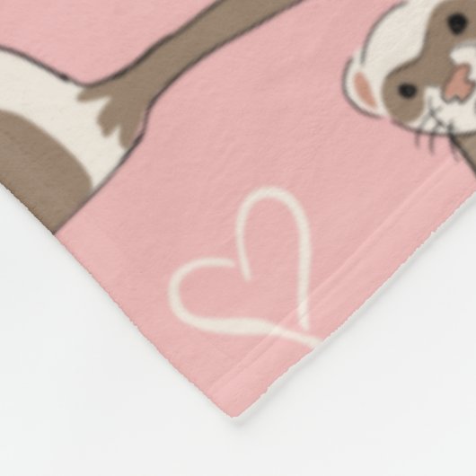 Liebe Ferrets - Rosa Fleece Blankon (Ecke)