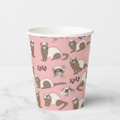 Liebe Ferrets - rosa Papieraufnahmen Pappbecher (Rückseite)