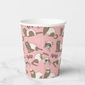 Liebe Ferrets - rosa Papieraufnahmen Pappbecher (Rechts)