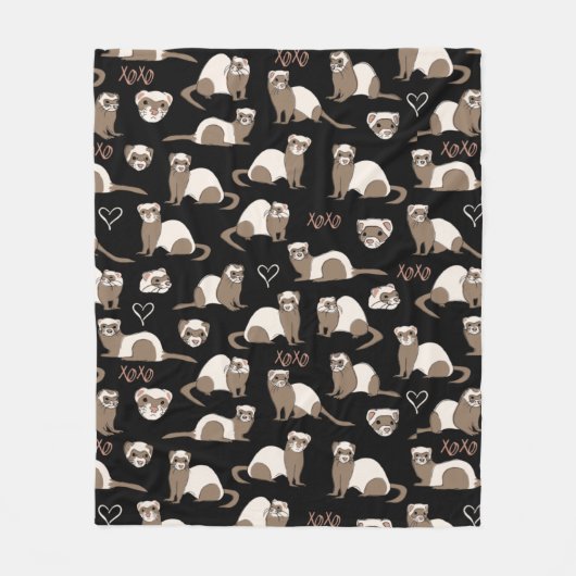 Liebe Ferrets - Schwarz Fleecedecke (Vorderseite)