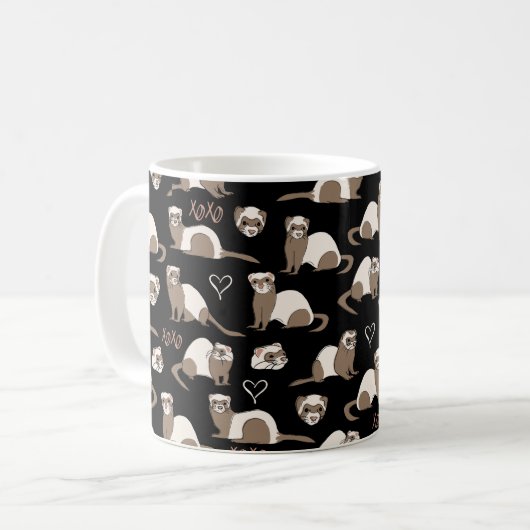 Liebe Ferrets - Schwarz Kaffeetasse (Vorderseite Links)