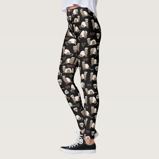 Liebe Ferrets - Schwarz Leggings (Links)