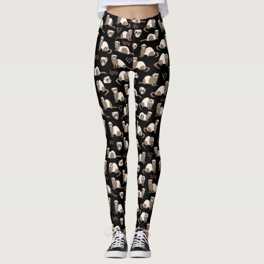 Liebe Ferrets - Schwarz Leggings (Vorderseite)