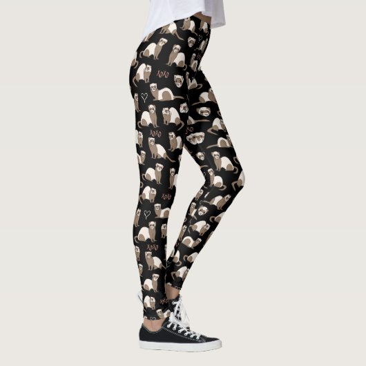 Liebe Ferrets - Schwarz Leggings (Rechts)