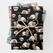 Liebe Ferrets - Schwarzes Rosa Geschenkpapier Set (Beispiel)