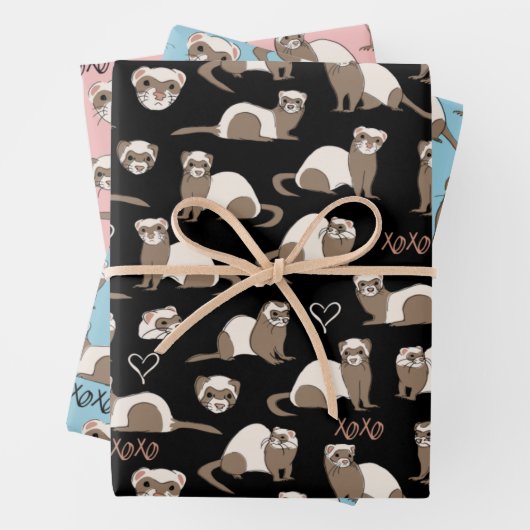 Liebe Ferrets - Schwarzes Rosa Geschenkpapier Set (Beispiel)