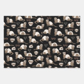 Liebe Ferrets - Schwarzes Rosa Geschenkpapier Set (Vorderseite)