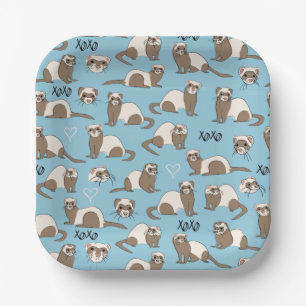 Liebe Ferrets - Teller von blauem Papier