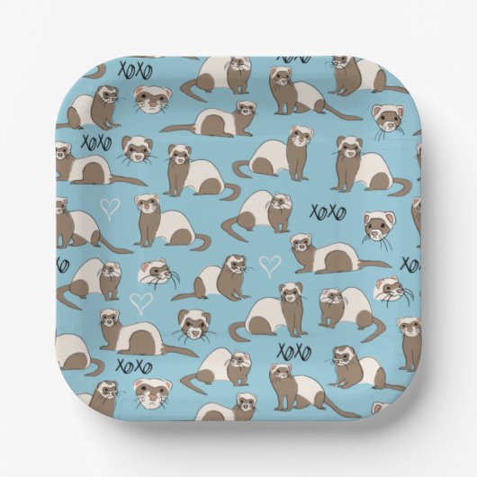 Liebe Ferrets - Teller von blauem Papier (Vorderseite)