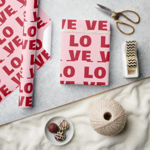 Liebe Fette Schrift Pink & Rotes Geschenk Geschenkpapier