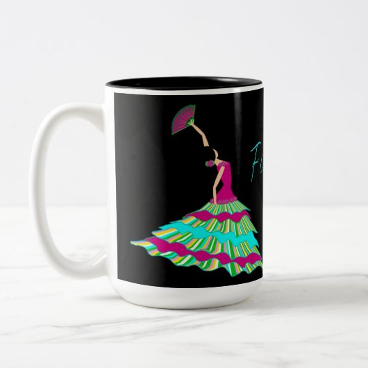 Liebe-Fiestas Tasse, Flamenco-Tänzer, bunt Zweifarbige Tasse (Links)
