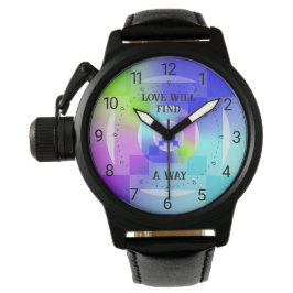 Liebe findet ein Muster für glänzende Farben Armbanduhr