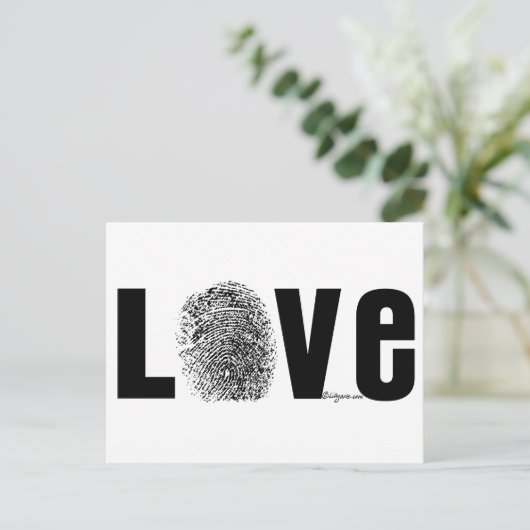 Liebe Fingerprint Schwarz/Weiß Postkarte (Stehend Vorderseite)