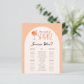 Liebe First Spritz Guess Who Brautparty Game (Stehend Vorderseite)