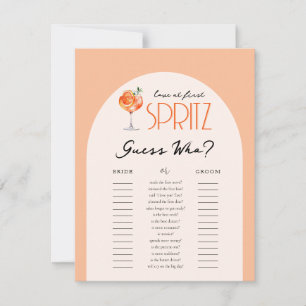 Liebe First Spritz Guess Who Brautparty Game Einladung