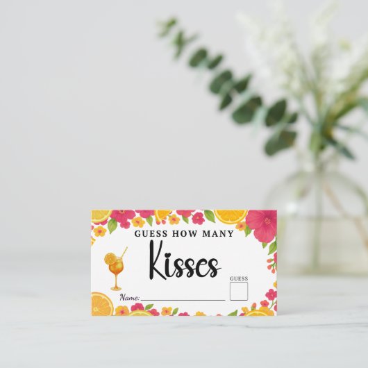Liebe First Spritz Guess Wie viele Kisses Bridal Begleitkarte (Stehend Vorderseite)