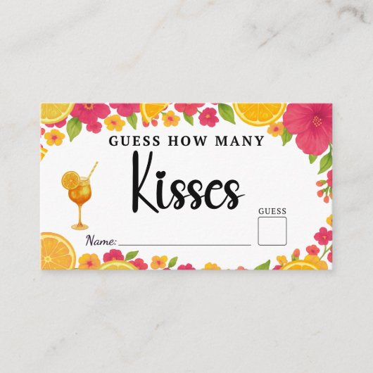 Liebe First Spritz Guess Wie viele Kisses Bridal Begleitkarte (Vorderseite)