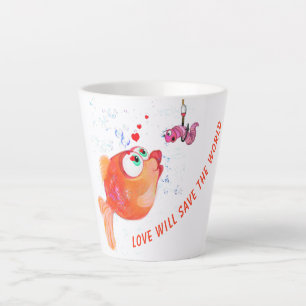 Liebe "Fisch und Wurm" Latte Tasse - Benutzerdefin
