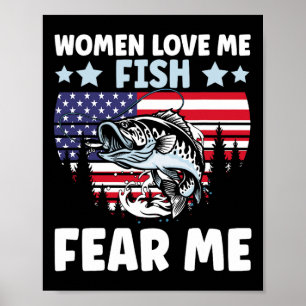 Liebe Fische Angst Männer Vintag B Fischerei 1 Poster